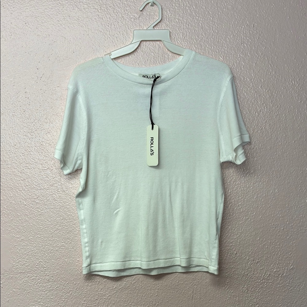 ROLLA'S Plain White Fitted Short Sleeve T-Shirt